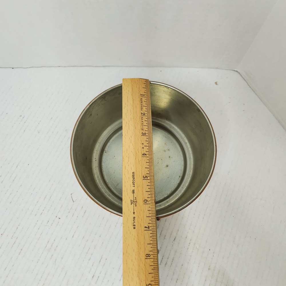 BONGUSTO Copper Sauce Pan/Pot Lid ITALY 7" Dia Covered Cooking TinLined VTG Wood - Picture 10 of 16